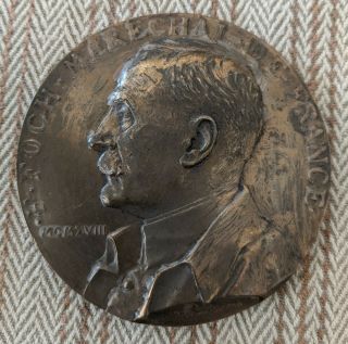 Antique Marshall Foch Bronze Medal French Prud ' homme Armistice World War I 3