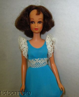 Vintage Mod Barbie Francie Hair Happenins Brunette 1122 Blue Dress Shoes Hair