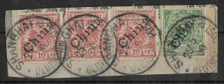 China German Offices 1900 On Piece Of Newspaper Set Of 4 Unchecked