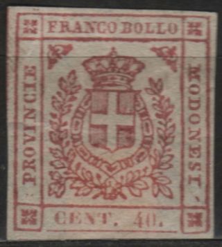 Italy Modena 13 1859 40c Carmine Emblem Of Savoy Mh