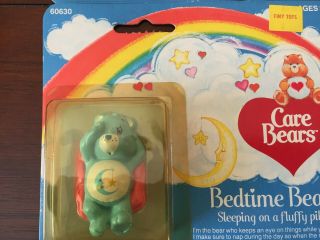 2 Vintage Kenner Care Bears Miniature Mini NIP Bedtime And Grumpy Bear 3