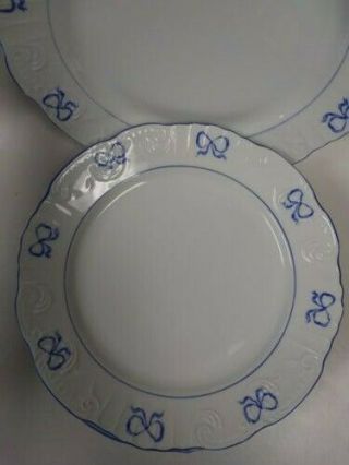 4 Vista Alegre Ruban Blue Fine Porcelain China Portugal Dinner Plates 10.  5 "