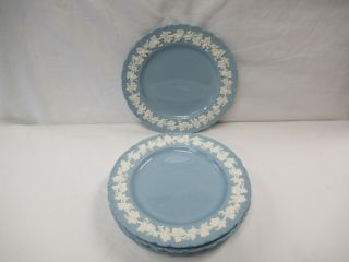 5 Wedgwood Queensware Embossed Cream On Lavender Shell Edge 8 " Salad Plates