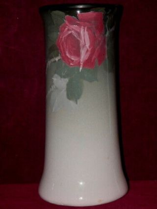 Artist Signed And Marked Weller Eocean 7 " Vase Cabbage Rose William Stemm Bin