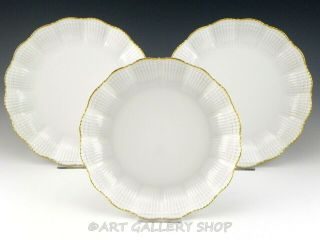 Limoges France Giraud Corail Shell White & Gold 8 - 3/8 " Coupe Soup Bowls Set Of 3