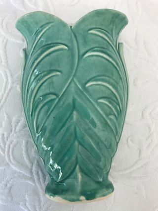 Vintage Early 1940s Mccoy Turquoise Aqua Blue Green Fishtail Vase