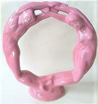 Haeger " Eternity Circle Of Love " Mauve Pink Art Deco Figurine