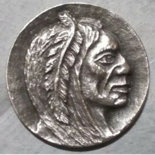 Hobo Buffalo Nickel Hand Carved Coin Of Native American Indian Warrior Chief