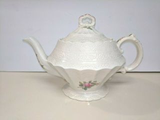 Spode Billingsley Rose Red Mark 6 3/4 " Large Tea Pot Teapot With Lid Vintage