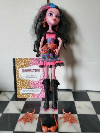 Monster High Doll Dracubecca Freaky Fusion Boots Dress Belt Earrings Diary