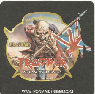 Iron Maiden Trooper Single Coaster/pub Beer Mat Official 9.  5 X 9.  5 Cms