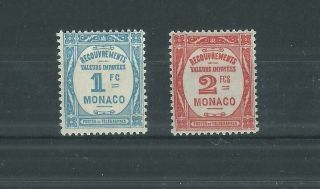 Monaco 1925 Postage Due 1fr And 2fr Mlh