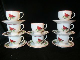 Better Homes & Garden Exclusively By Home Interior Red Bird 7 Footed Cup Saucer