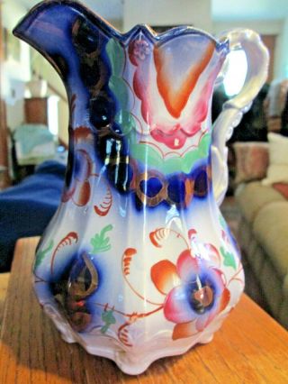 Victorian Swansea Cambrian Pottery Gaudy Welsh Snowdonia English Lustre Pitcher