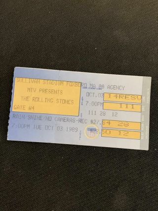 The Rolling Stones Vintage Concert Ticket Stub From Sullivan Stadium October 3,