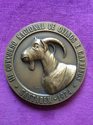Antique Rare Bronze Medal Of Third National Sheep And Goats Competition,  1974