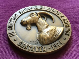 Antique rare bronze Medal of third national sheep and goats competition,  1974 3