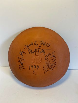 Ned Foltz Personally Signed 9.  5” Redware Leaf Plate - Small Chip On Side 2