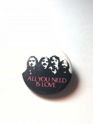 Vintage Beatles All You Need Is Love Pin Round Promo Pinback Button 1 - 1/4 Inch