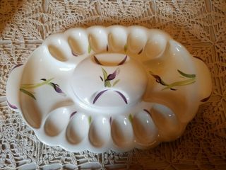 Vintage Red Wing Pottery Deviled Egg Plate Relish Tray Platter Oval W/ Lid