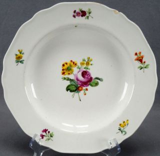 Authentic Royal Vienna Hand Painted Pink Rose & Floral Deep Plate Circa 1790 B