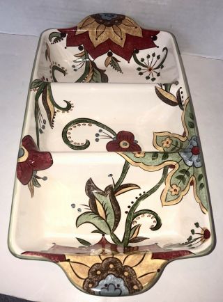 NWT Pier 1 Carynthum Earthenware Divided Server Relish Dish Party Platter 2