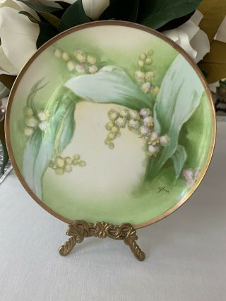 Coronet Limoges France Hand - Painted Lily Of The Valley Plate