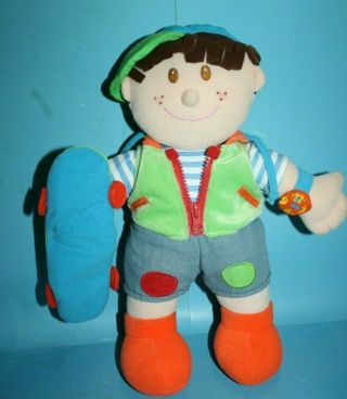 Iplay Learn To Dress Boy Doll 16 " Soft Toy Plush Baby Snap Ball Cap Teaching Zip