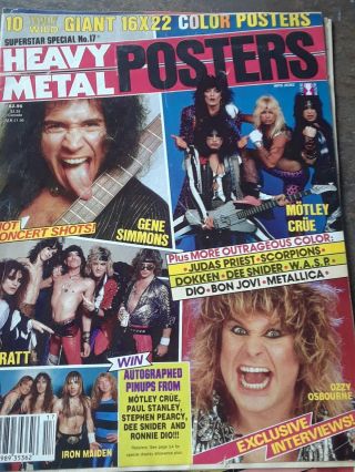 3 Heavy Metal Posters Magazines 1985 Crue Ozzy Kiss Ratt Twisted Sister No Poste