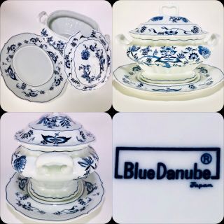 Blue Danube Soup Tureen With Lid & Underplate (no Ladle) Japan -