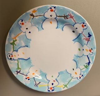2 Tiffany & Co Este Ceramiche Plate Snowman Made In Italy 2002
