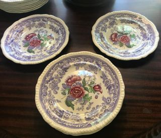 Set Of 8 Copeland Spode,  Mayflower,  Round Luncheon Plates 9 1/2”