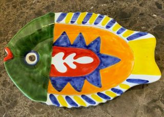 Vintage Vietri Desimone Italy Hand Painted Fish Platter