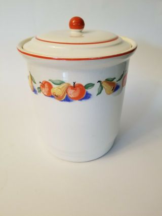 Vintage Harker Pottery,  Apple & Pear Hotoven 7 " Canister W/ Lid