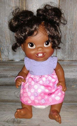 Hasbro Baby Alive Doll African American Black Hair First Teeth With Diaper