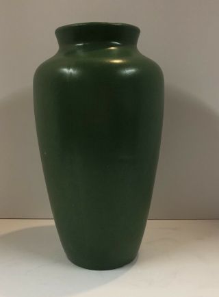 Zanesville Pottery 37 Matte Green 12” Vase Arts & Crafts Oil Jar