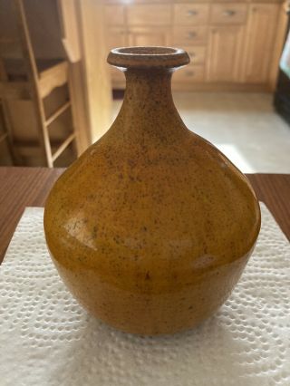 Vintage Modern Polia Pillin Pottery Vase With Orange Glaze