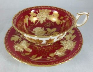Wedgwood England " Tonquin Ruby " Tea Cup & Saucer