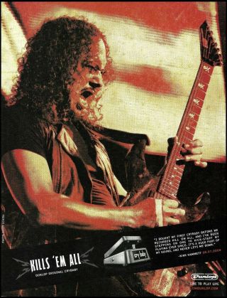 Metallica Kirk Hammett Dunlop Cry Baby Wah Pedal Ad 8 X 11 Advertisement Print
