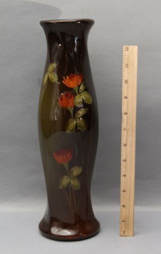 Large Antique J.  B.  Owens Art Pottery Utopian Standard Glaze Flowers Vase,  Nr