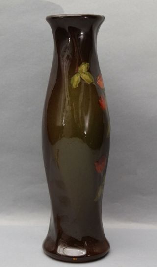 Large Antique J.  B.  Owens Art Pottery Utopian Standard Glaze Flowers Vase,  NR 2
