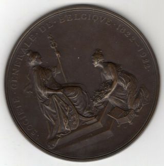 1922 Belgium Congo Medal For 100 Year Anniversary Of General Society Of Belgium