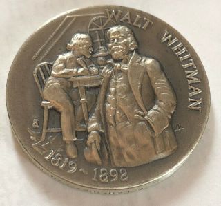 Walt Whitman Longines Symphonette Sterling Silver Medal Great American 34.  6g