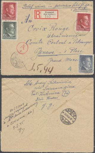 Germany Wwii 1943 - Registered Cover Przemysl To Switzerland - Censor D24