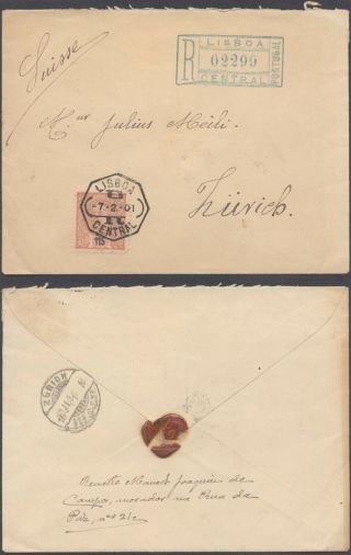 Portugal 1901 - Registered Cover Lisbon To Zurich Switzerland V16/13