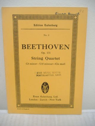 Beethoven String Quartet Op.  131 - Edition Eulenberg - Full Mini Score