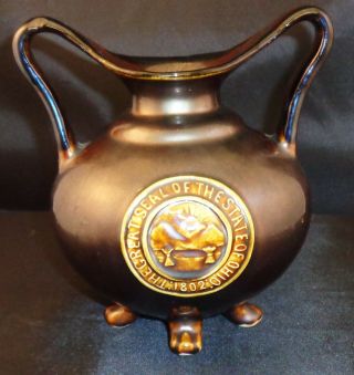 Ross County Courthouse Statehouse Great Seal Of Ohio Handled Vase 1900 