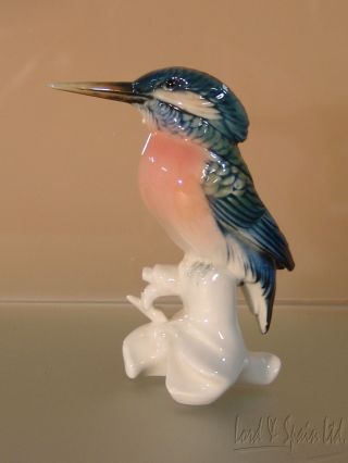 Karl Ens Volkstedt Germany Porcelain Kingfisher Bird Figurine