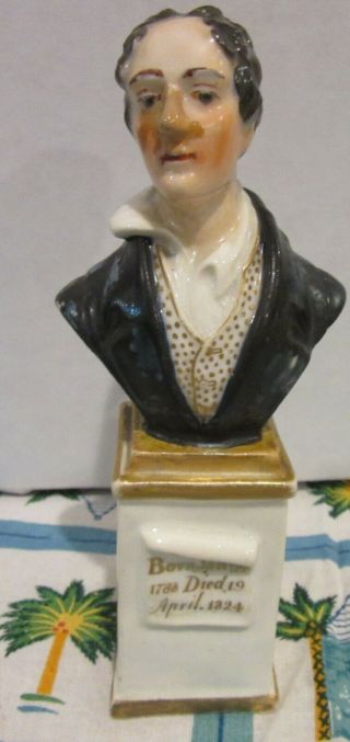 Lord Byron Porcelain Bust Staffordshire Ca 1870 6 Inches