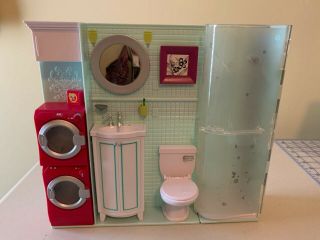 Mattel Barbie My House 2007 Bathroom Shower Toilet Laundry Replacement Wall